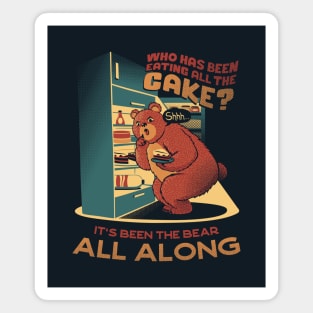 The fridge is a lie raid the fridge bear eating cake by Tobe Fonseca Magnet